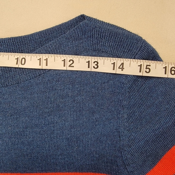 Talbots Sweater Blue Red Stripe Fine Merino Wool Long Sleeve Pullover Preppy S - Picture 7 of 12